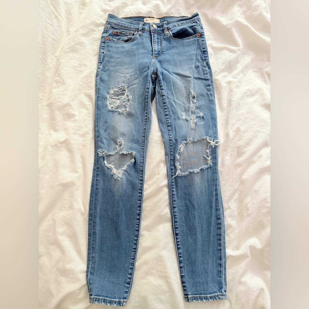 GAP Blue Skinny Jeans with Distressed Details